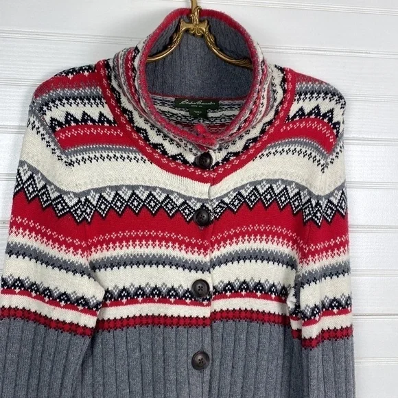 Eddie Bauer Wool Blend Nordic Button Cardigan Size Medium - Picture 6 of 7